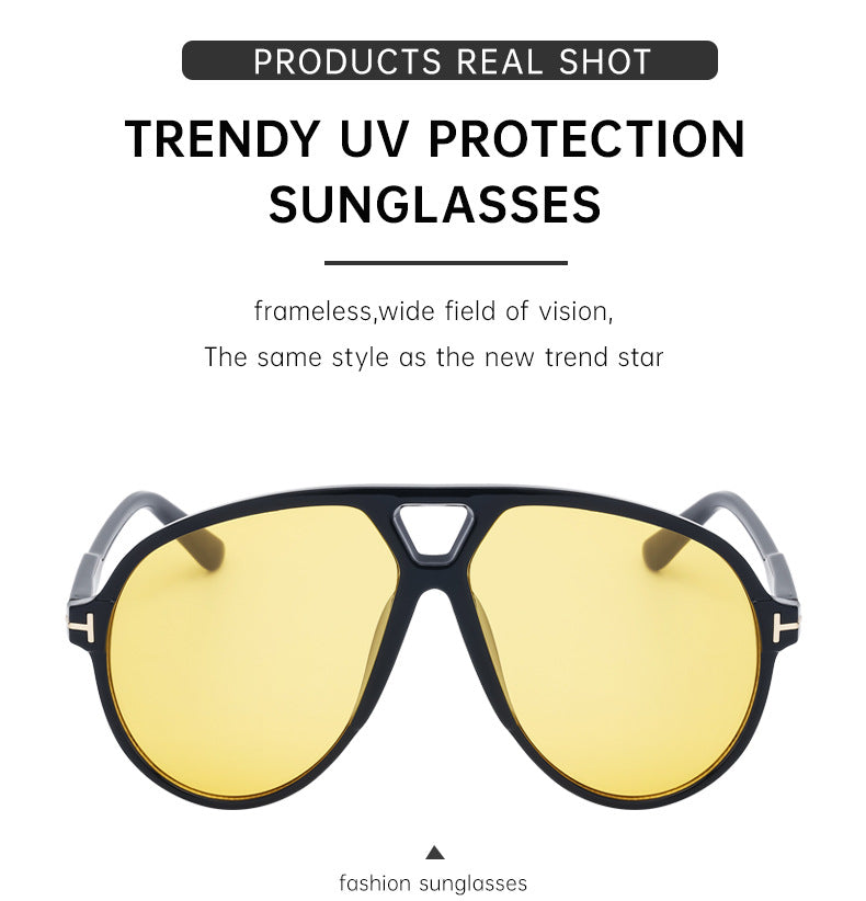 European and American Fashion Large Frame Sunglasses Sun Protection Sunglasses Men's Trendy Toad Glasses High-end Glasses sunglasses