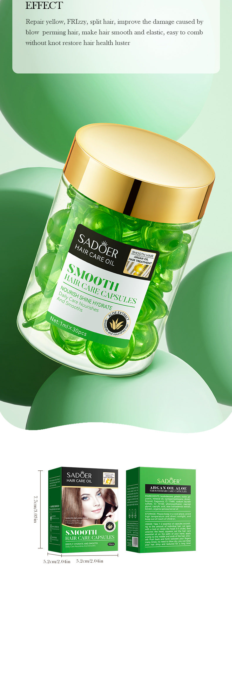 Full English Nut Oil Hair Care Capsules SADOER Improve Frizz Essential Oil Capsule Conditioner  Wholesale