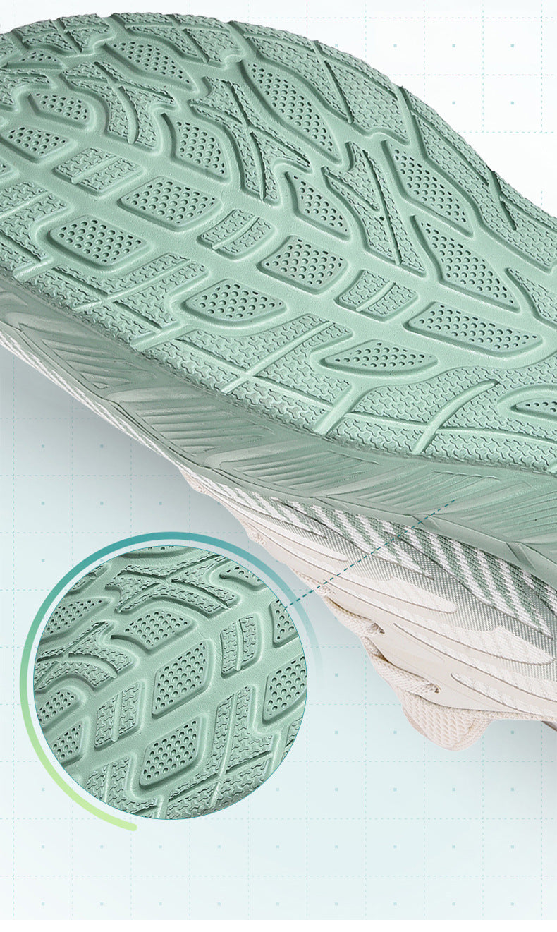 New Thick-Soled Racing Sports Shoes for Middle School Students, High Elastic Running Shoes for Men and Women, Breathable Flyknit Mesh Shoes for Couples