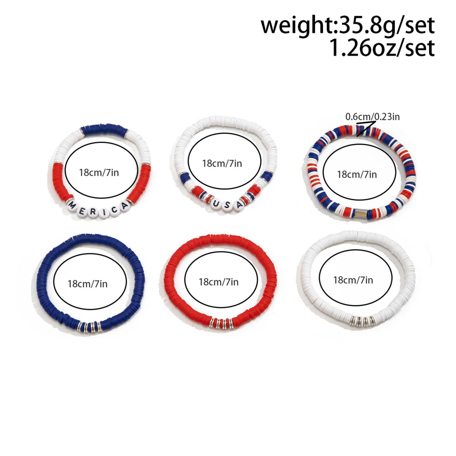 Men's Bracelet Set Beaded Heart Star Letter Soft Clay Jewelry Couple Bracelets Independence Day Bracelet