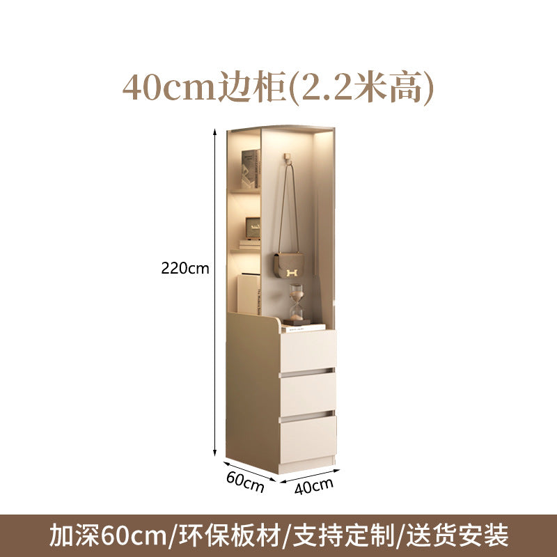 Cream Style Sliding Door Wardrobe Modern Simple Bedroom Home Use Sliding Door Cabinet Light Luxury Sliding Door Coat Wardrobe