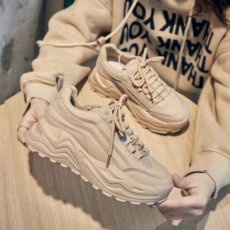 Women's Dad Sneakers Slimming ins Tide2025Spring and Autumn New Women's Shoes Casual Thick-Soled Student Height-Increasing Casual Sneakers