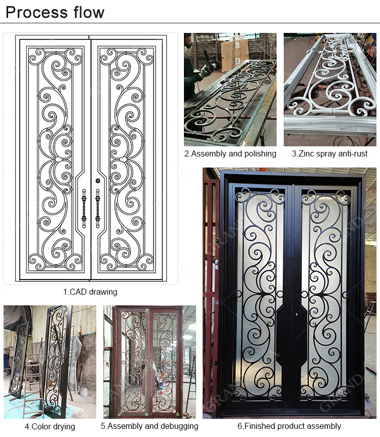 Exquisitely Designed Modern Exterior Arches Double Front Main  Wrought Iron Exterior Door Design