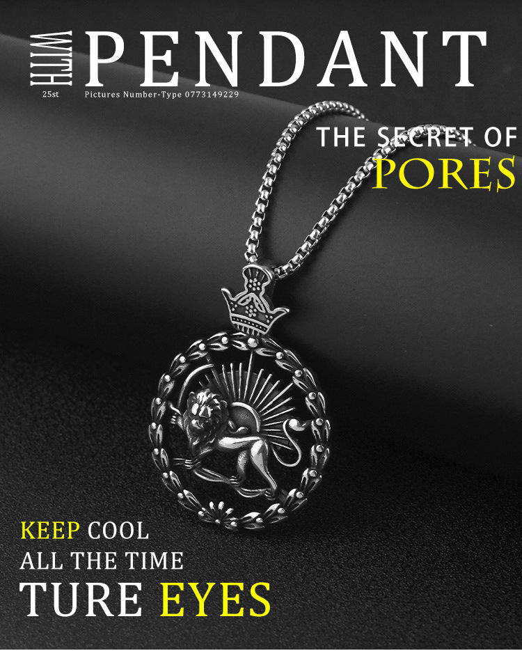 New Vintage Style Retro Stainless Steel Lion Pendant Men's Niche Titanium Steel Necklace Accessories Factory Wholesale