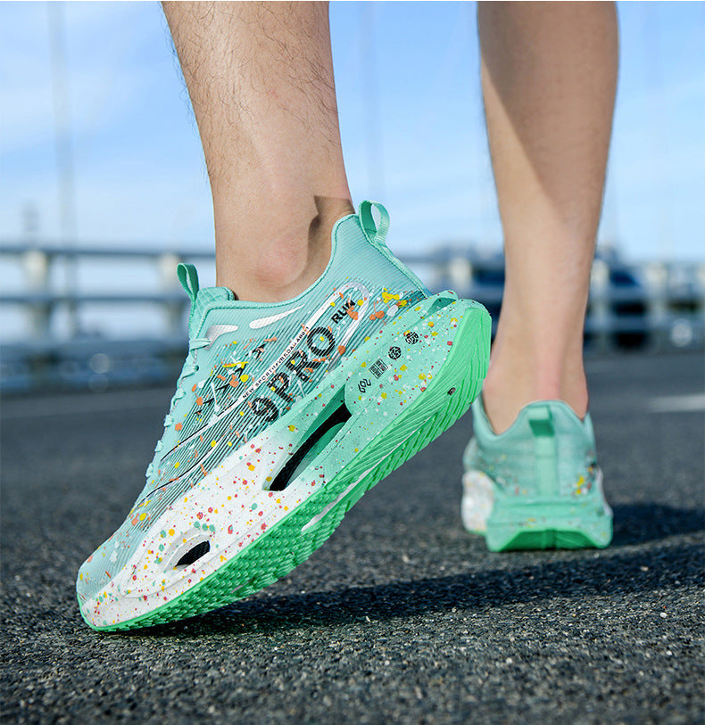 2025Autumn New Red Rabbit9Fluorescent Parent-Child Comfortable Sports Shoes High Elasticity Really Soft Sole Carbon Plate Wear-Resistant Running