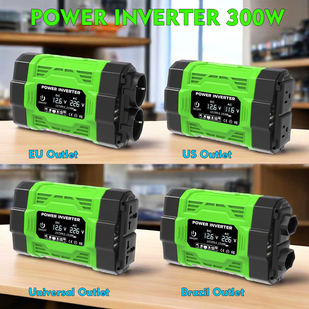 Vehicle Inverter200W300W600W12V Turn110V/220V With dual sockets USB/Type-C Converter