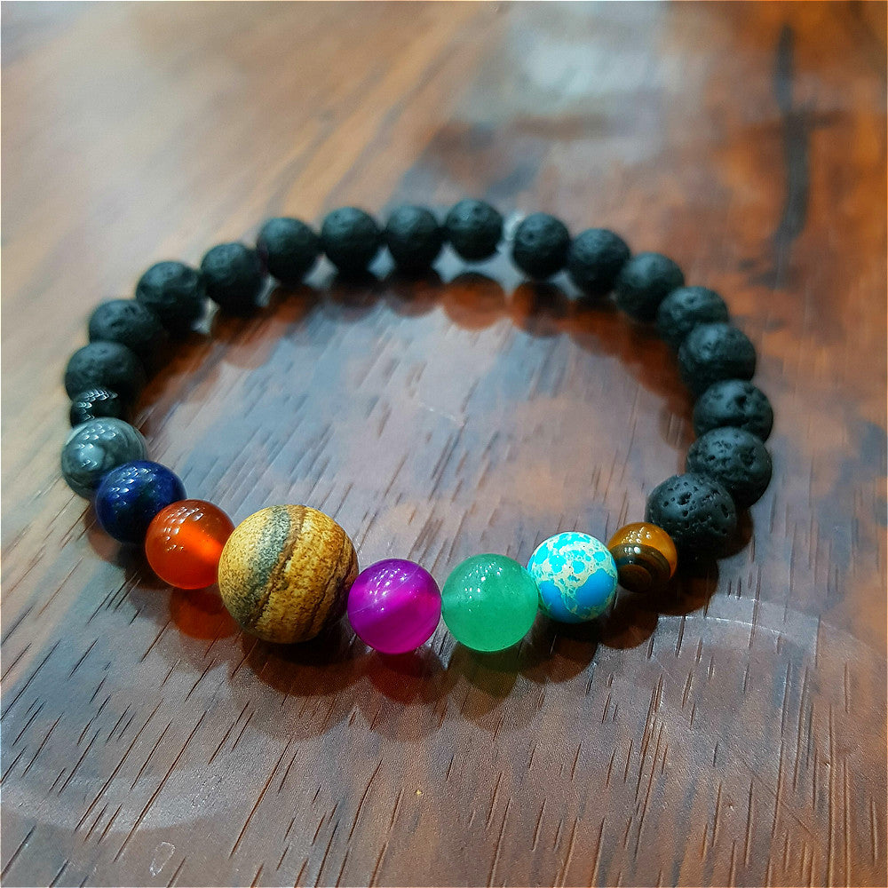 Hot-Selling Universe Galaxy Solar System Eight Planets Bracelet Guardian Star Natural Stone Bead Bracelet Seven Meridians Bracelet