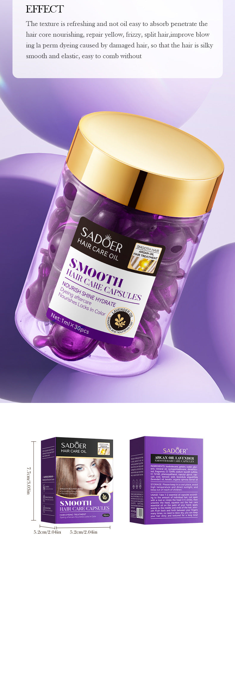 Full English Nut Oil Hair Care Capsules SADOER Improve Frizz Essential Oil Capsule Conditioner  Wholesale