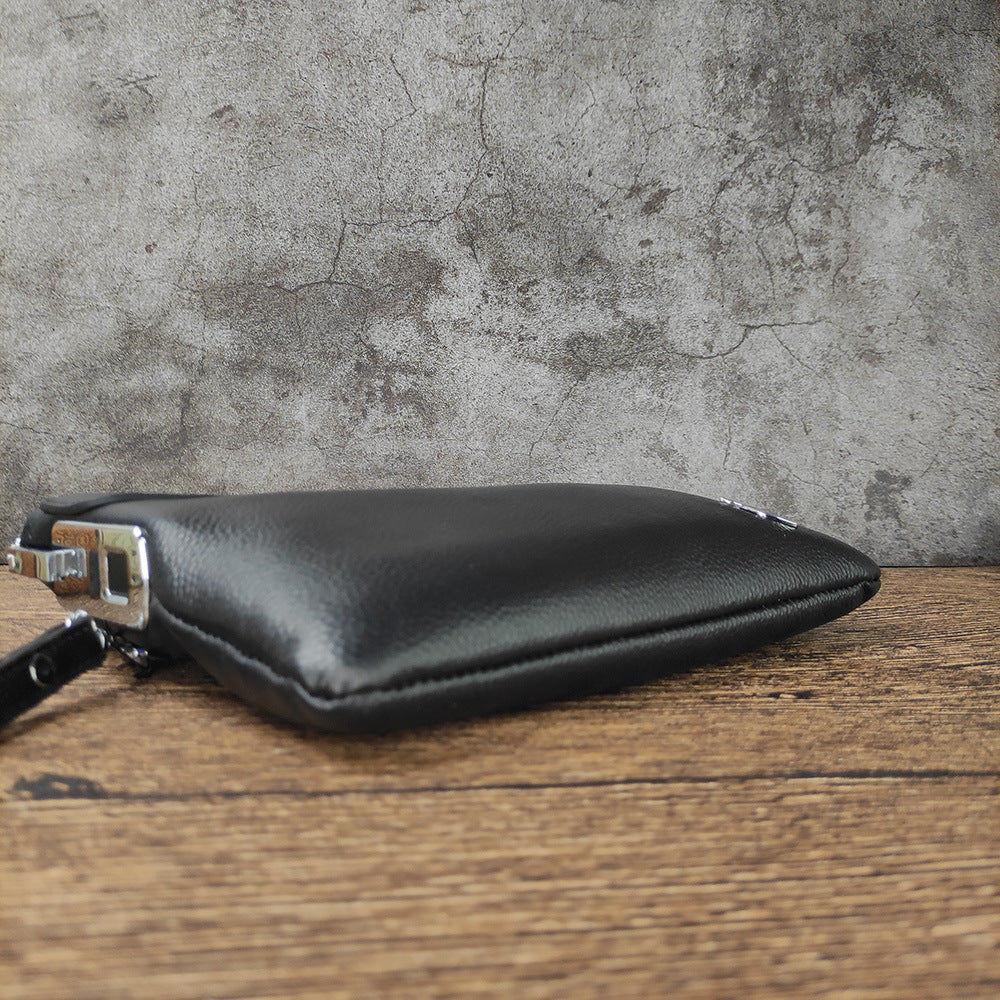 Anti-theft Fingerprint Lock Clutch Bag Men's Pure Top Layer Cowhide Business Casual Genuine Leather Handbag Anti-theft Lock Buckle