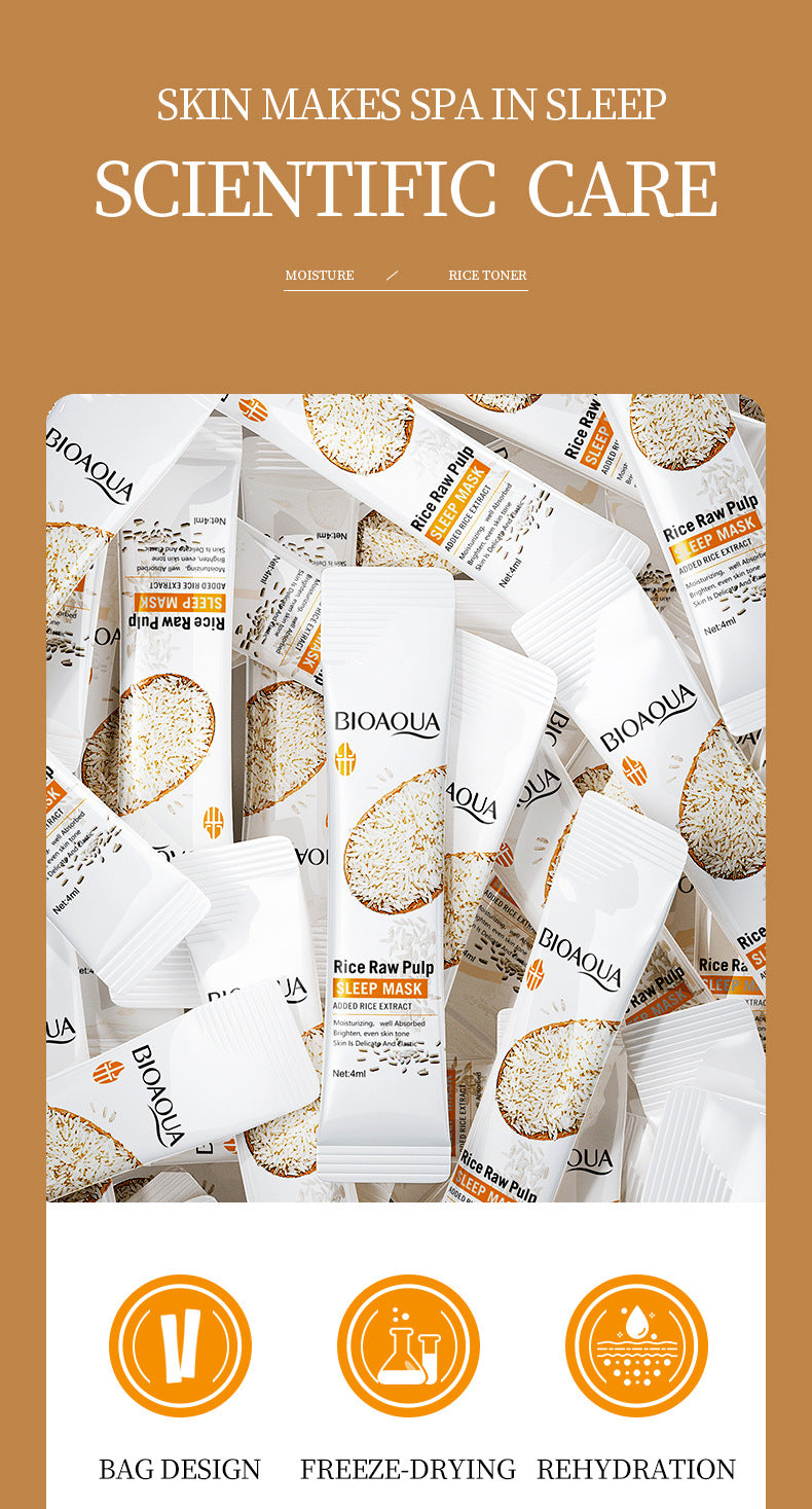 Full English Sleep Mask BIOAOUA Rice No-Wash Apply-Off Good Night Freeze Mask Boxed  Foreign Trade Wholesale