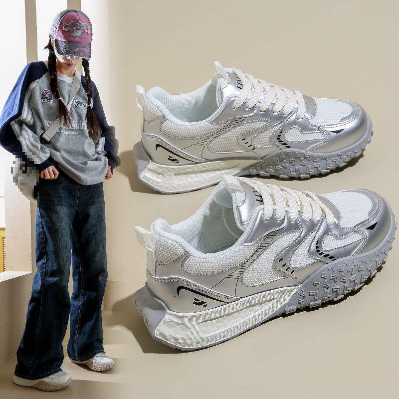 German Training Shoes Women's Shoes2025Spring New Casual Sports Running Shoes Lightweight Forrest Gump Shoes Versatile White Sneakers Mesh Shoes