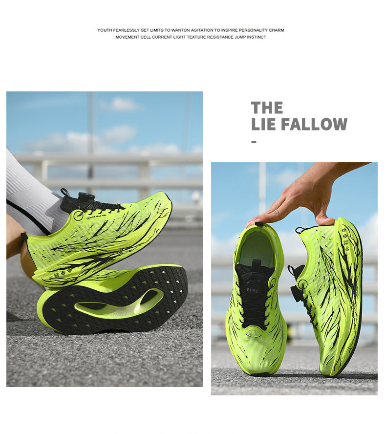 2025New Rotating Buckle Couple Fluorescent Trendy Fashion Running Shoes Real Explosive Carbon Plate Rebound Shock Absorption Sports Shoes