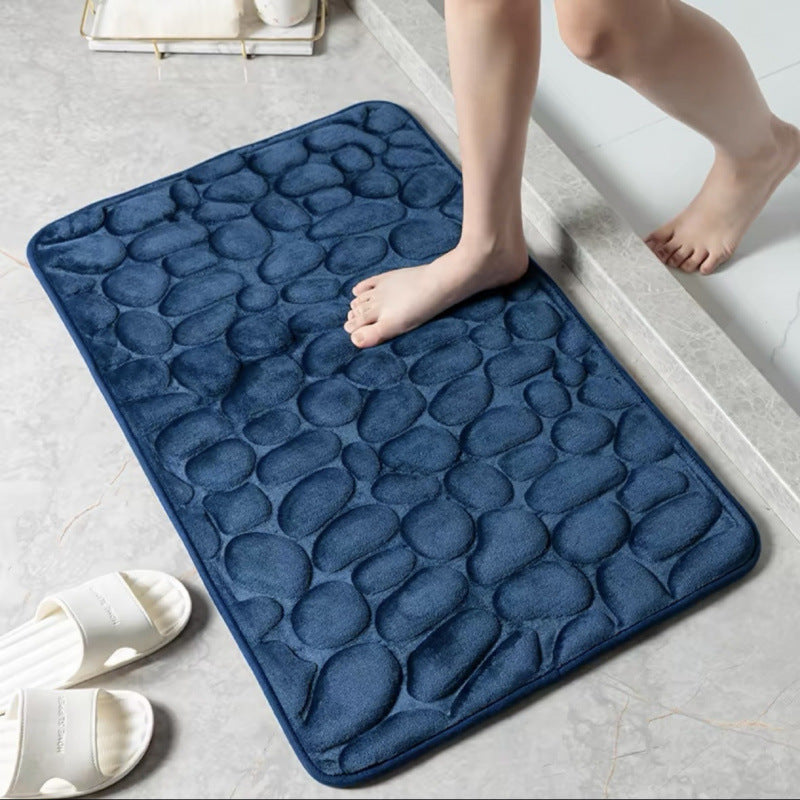 Bathroom Floor Mat Pebble Embossed Entrance Door Mat Absorbent Foot Mat Toilet Quick-Dry Non-Slip Rug