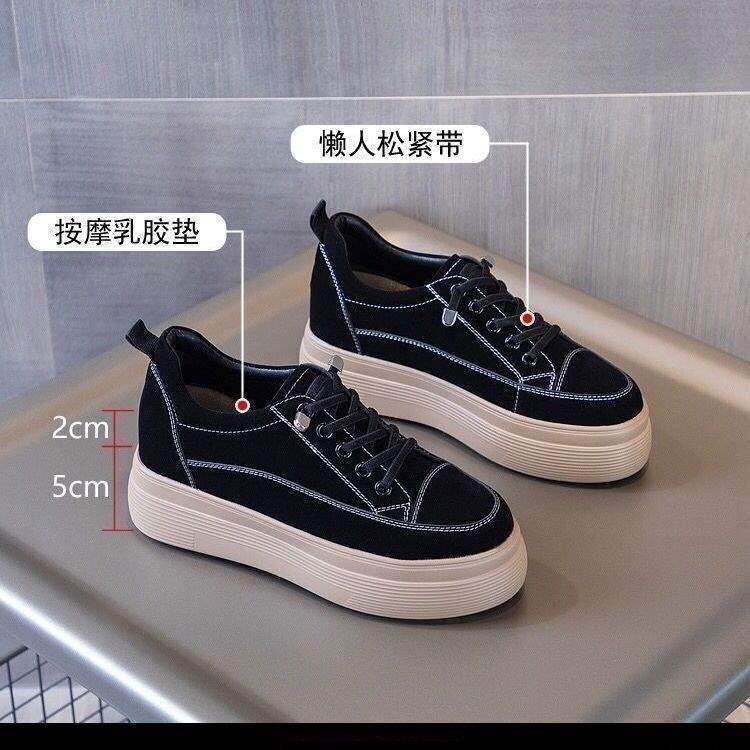 Platform Height Increasing Women's Shoes2025Spring and Autumn New Style Wedge Platform Versatile Student Casual Lazy Shoes