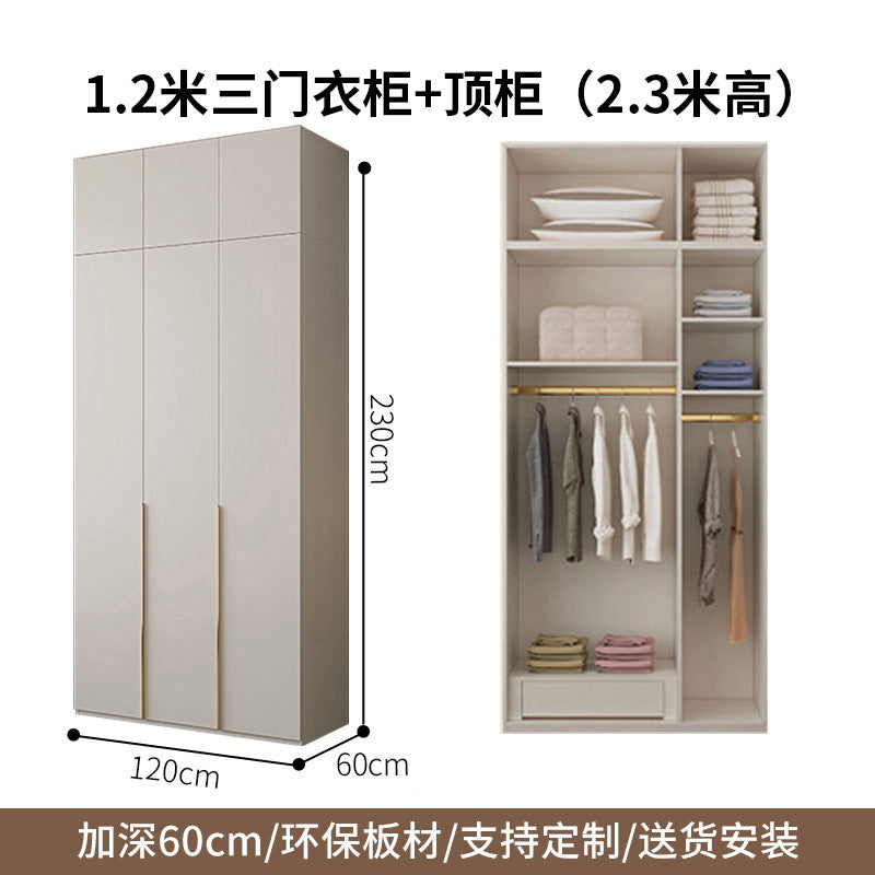 Custom Solid Wood Wardrobe for Home Bedroom Modern Simple Cream Style Hot-Selling Storage Cabinet One-Door to Ceiling Large Wardrobe