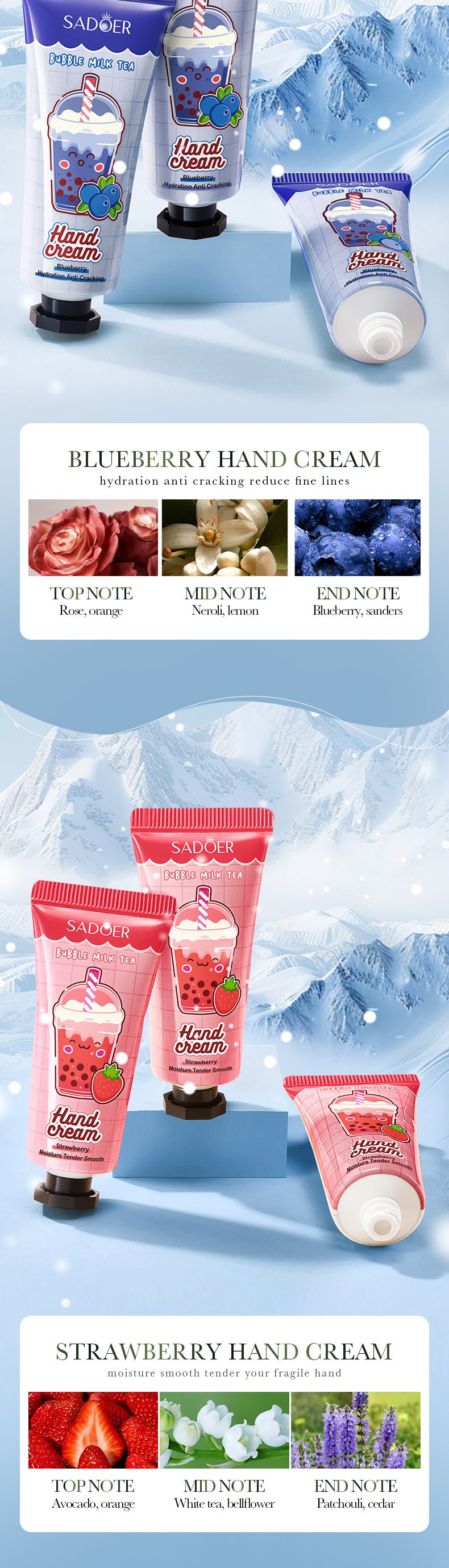 Full English Milk Tea Fruit Fragrance Hand Cream Set SADOER Autumn and winter hand cream  foreign trade wholesale