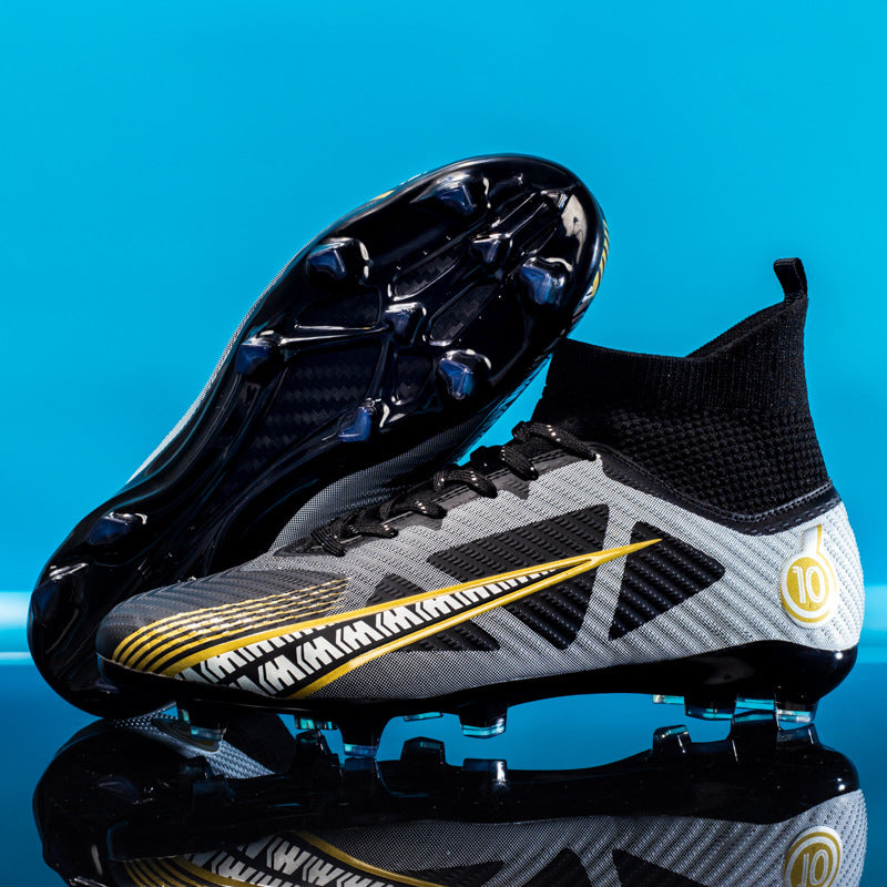 World Cup Football Shoes Men's High Top Long Spike Lawn Broken Spike Youth Student Competition Training Shoes
