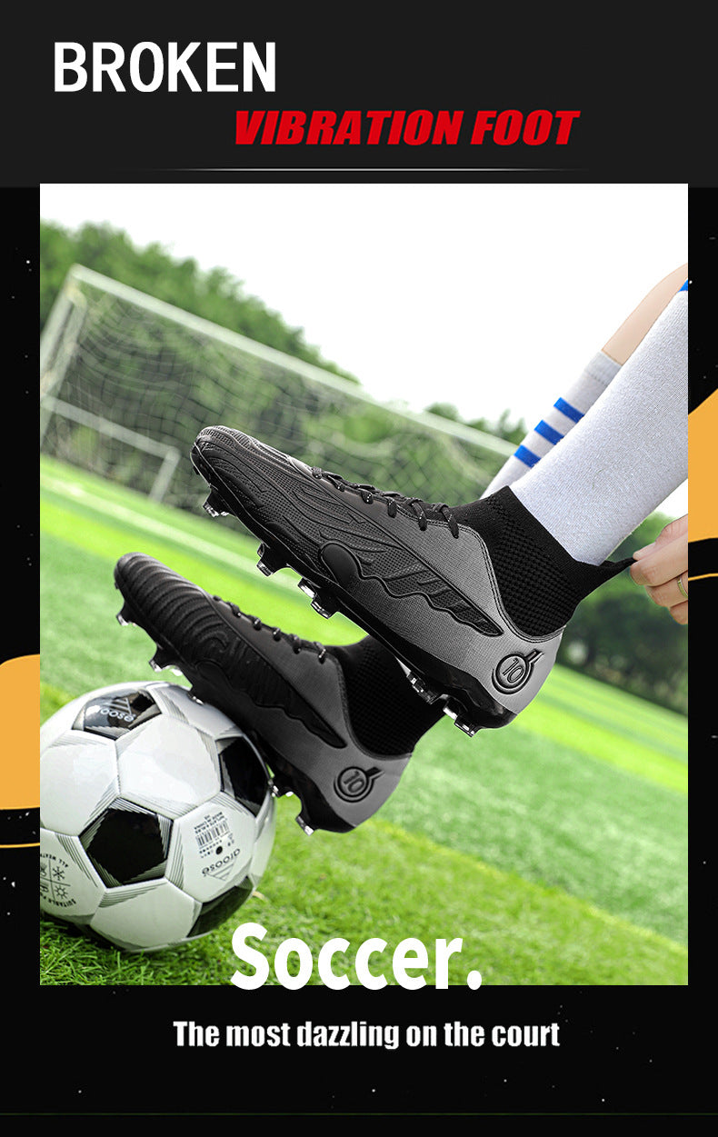 New Professional Football Shoes Boys High Top Youth Students Competition Training AG Long Spike Broken Spike Sneakers
