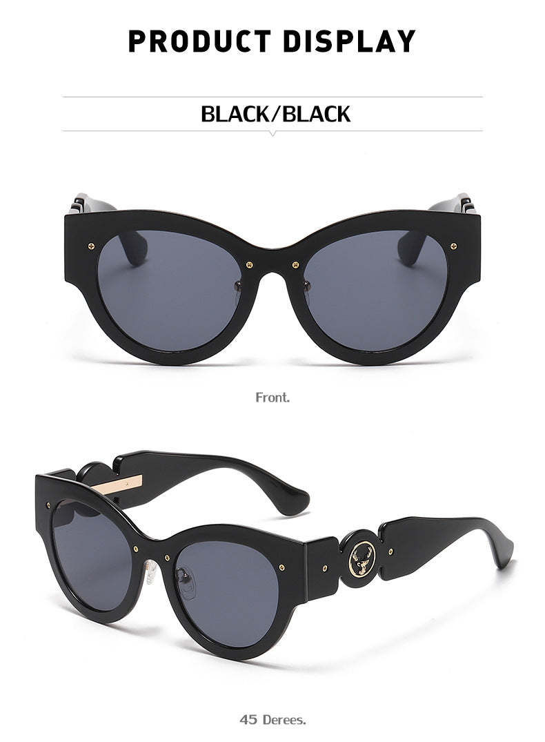 European and American Style Cat Eye Sunglasses for Women with High-end Feel ins Steampunk Frameless Sunglasses for Women Wholesale