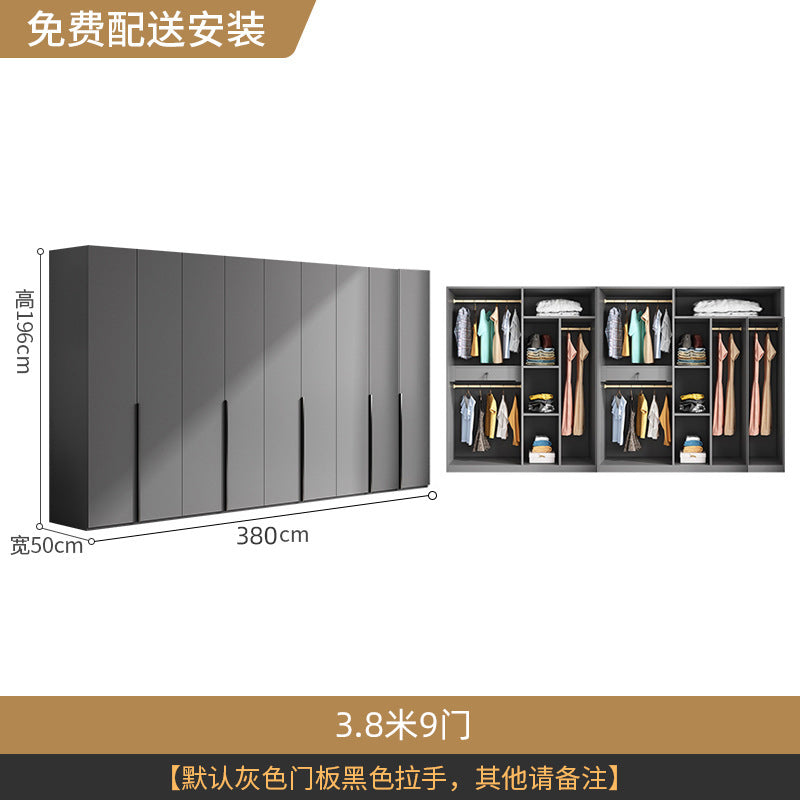Flat Door Wardrobe Bedroom Dedicated Storage Cabinet Side Cabinet Shelf High-Grade Gray Color Matching Top-to-Top Wardrobe Free Delivery
