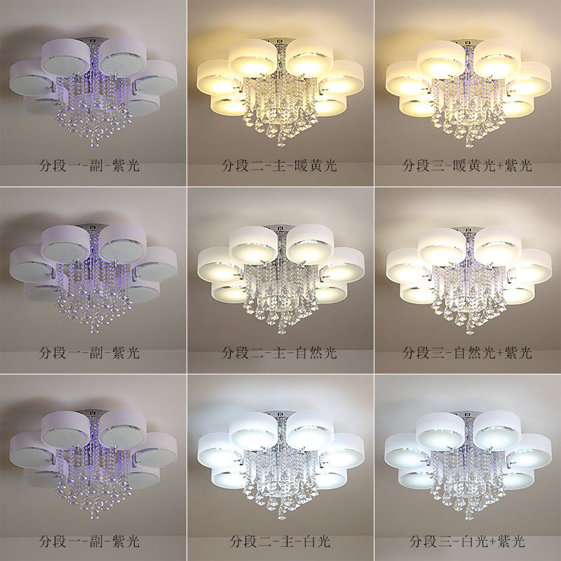 Living Room Lamp Crystal Lamp LED Ceiling Lamp Round Bedroom Lamp Simple Modern Elegant Home Dining Room Balcony Lighting