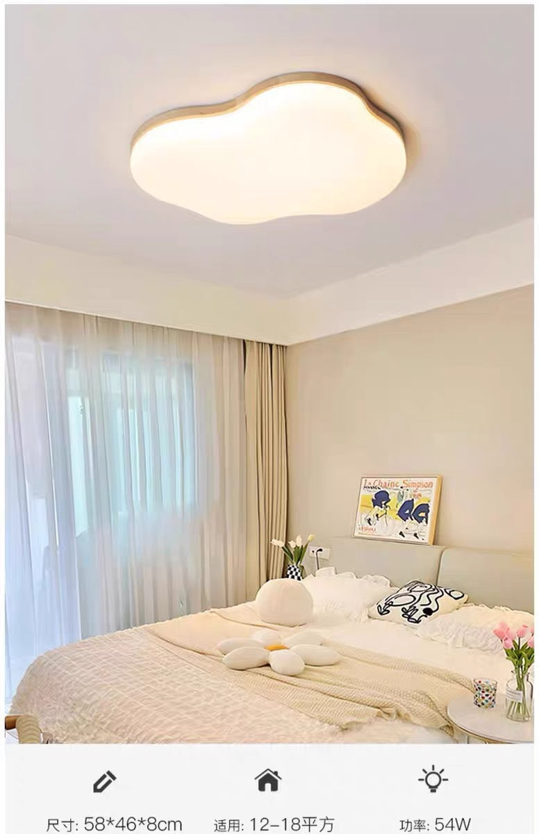 Natural Wood Cream Style Living Room Lamp2025New Stylish Internet Celebrity Cloud Full Spectrum Eye Protection Ceiling Light Zhongshan Lighting