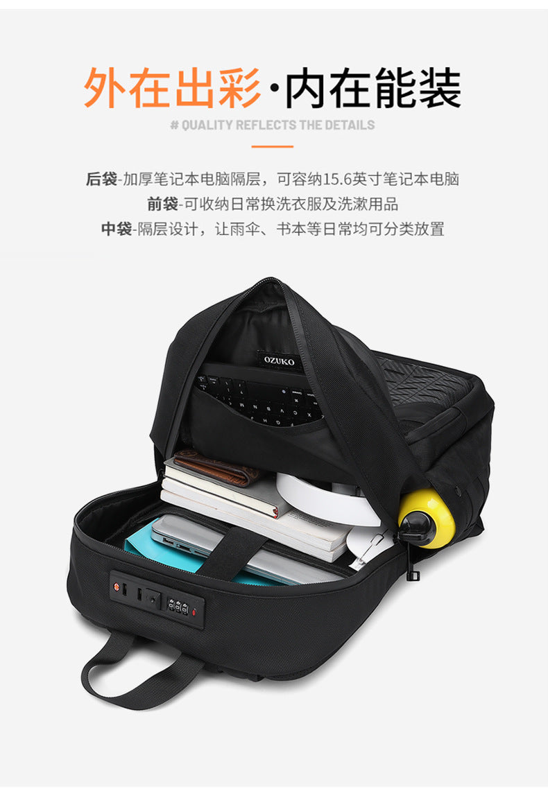 OZUKO Backpack Men's College Student Bag Lightweight Waterproof Large Capacity Casual Sports Computer Commuting Backpack