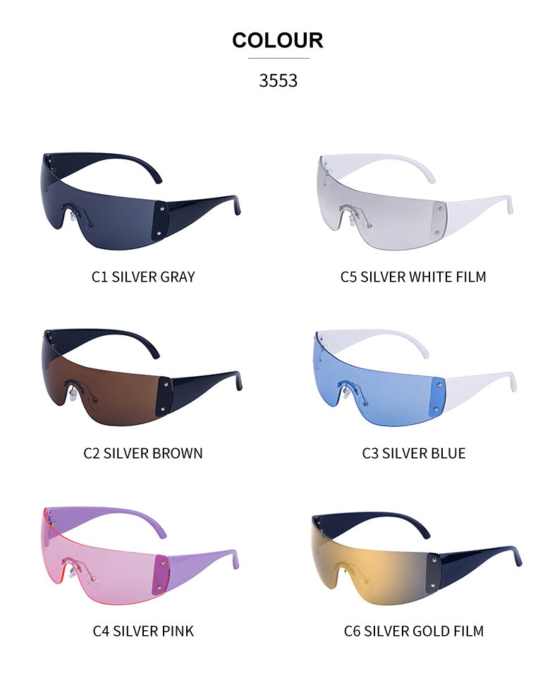 Women's trendy high-end windproof sunglasses Y2K Millennium Frameless Cycling Anti-UV Sunglasses Women's Wholesale