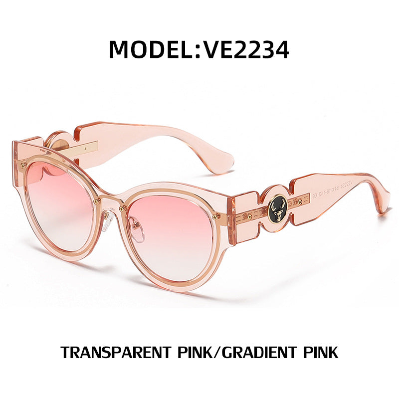 European and American Style Cat Eye Sunglasses for Women with High-end Feel ins Steampunk Frameless Sunglasses for Women Wholesale