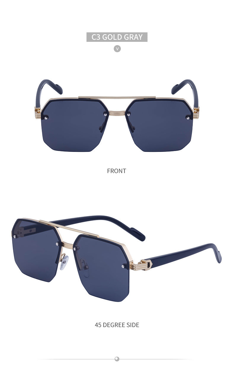 2025New style sunglasses with a high-end feel, European and American half-frame glasses, fashionable sunglasses for women with UV protection sunglasses