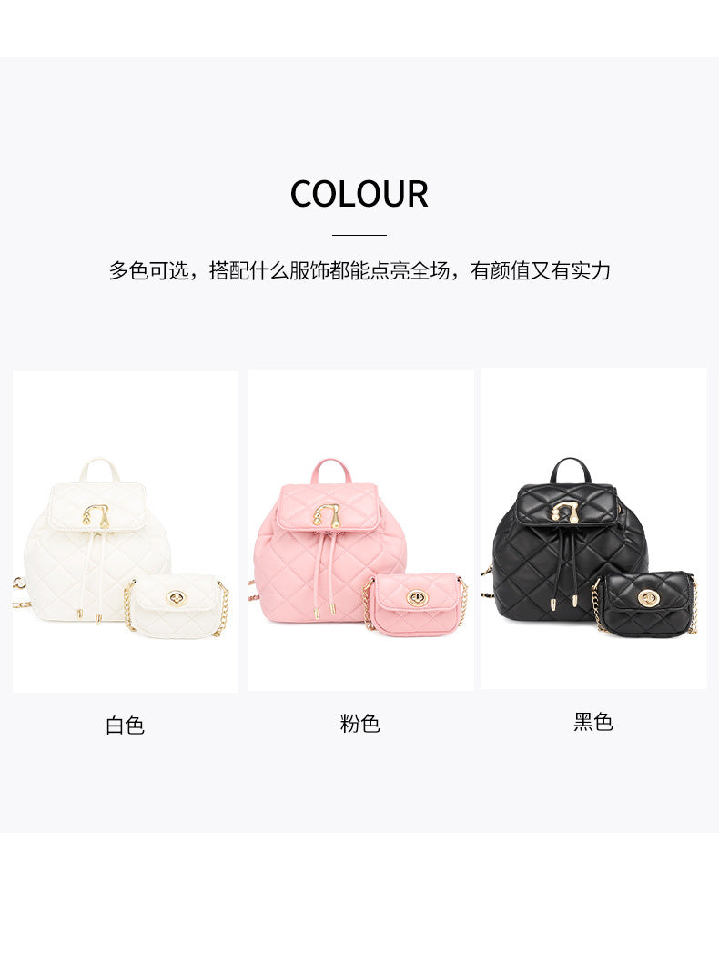 Chanel Style Quilted Design Simple Backpack for Women Mini Version Versatile New Niche High-end Small Backpack with Chain