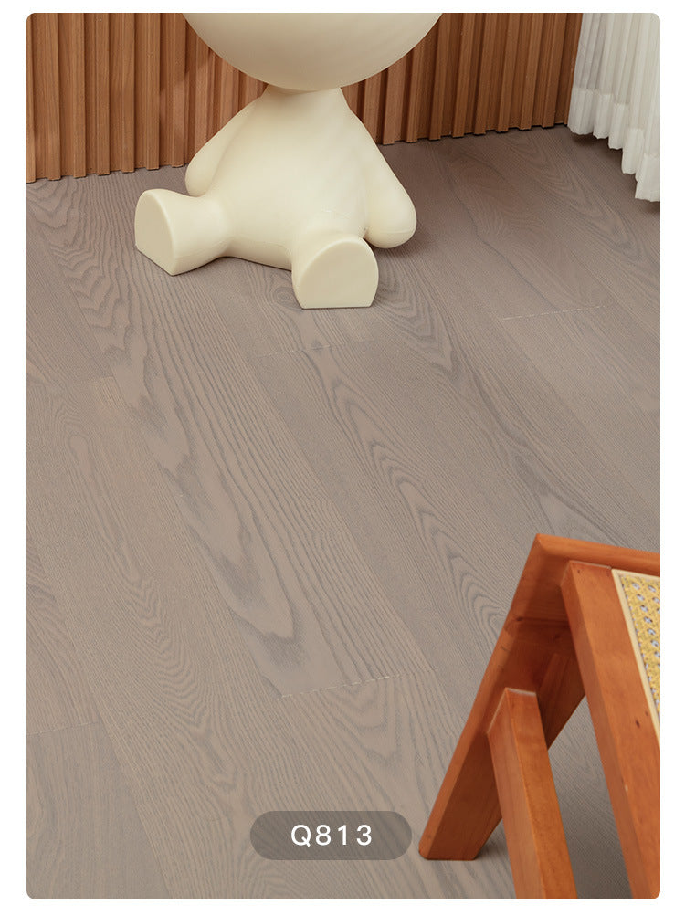 1.2mm White Ash Natural Wood Veneer New Three-Layer Solid Wood Composite Floor Heating Home Eco-Friendly Flooring Package Installation for Entry