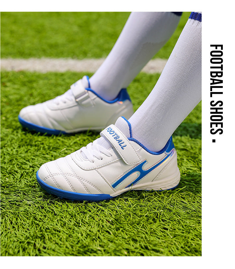 New football shoes for men and women with Velcro for children TF Broken Nail Style Youth Student Grassland Flat Training Shoes