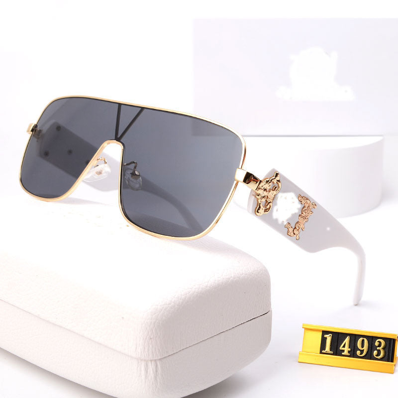 Europe and America Y2k Millennial Style Integrated Windproof Sunglasses for Women Fashion Large Curvature Diamond Inlaid Rimless Sunglasses for Women Wholesale