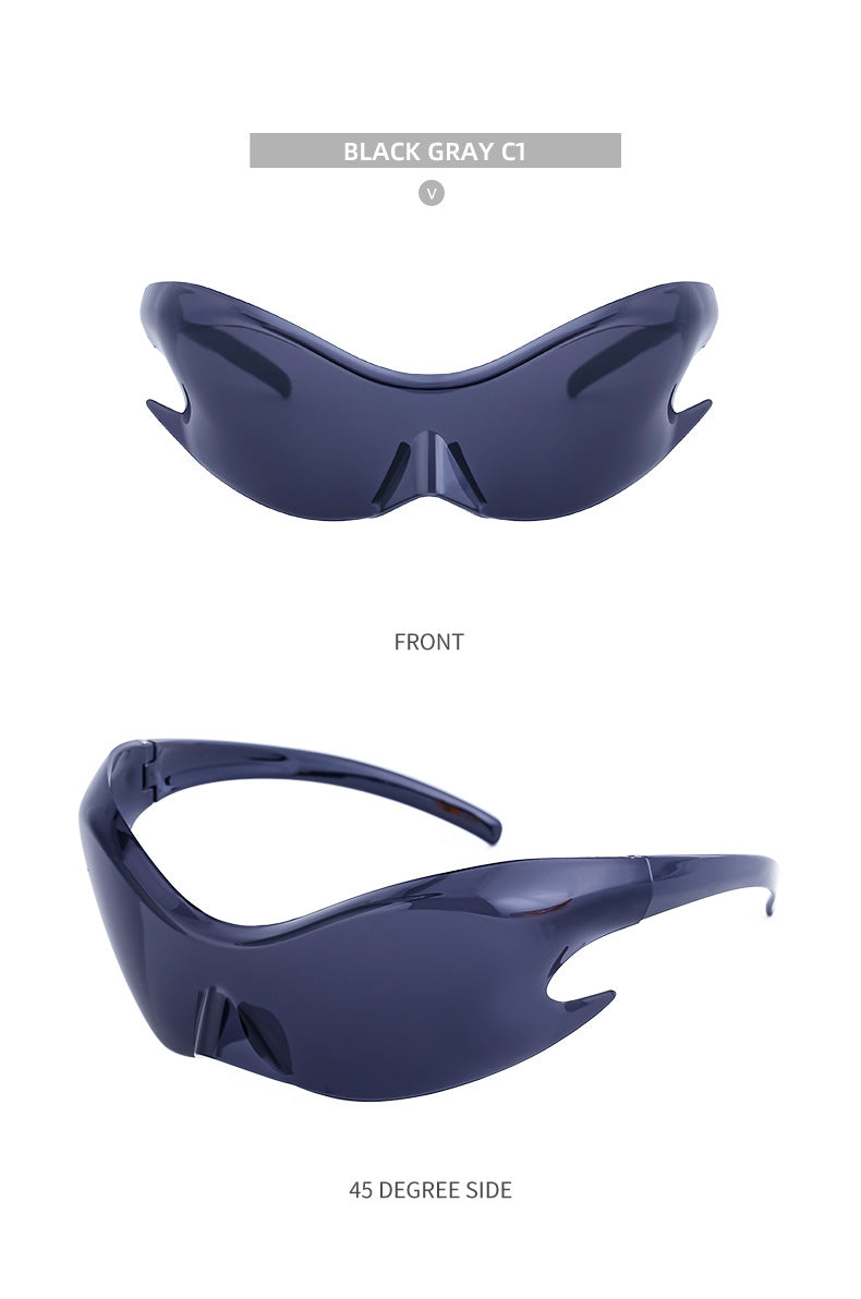 Europe and America Y2K Millennium Sports Windproof Colorful Sunglasses Men's Future Technology Style One-piece Sunglasses Women's Wholesale