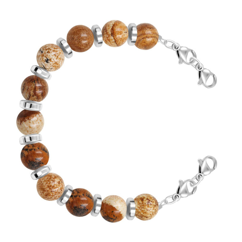 Women's Protein Yellow Jade Bracelet with Lobster Clasp, Can Hang Pendants DIY Bracelet8mm Beaded Agate Tiger Eye Spacer Bracelet