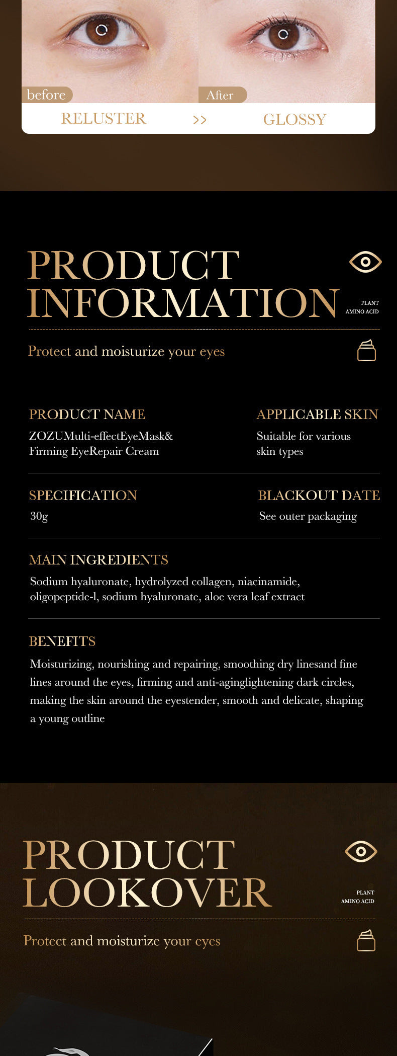 Full English Snake Venom Peptide Eye Cream SADOER Hydrating and Moisturizing Improves Dark Circles, Eye Bags, and Eye Wrinkles  Wholesale