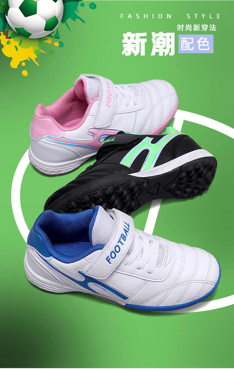 New football shoes for men and women with Velcro for children TF Broken Nail Style Youth Student Grassland Flat Training Shoes