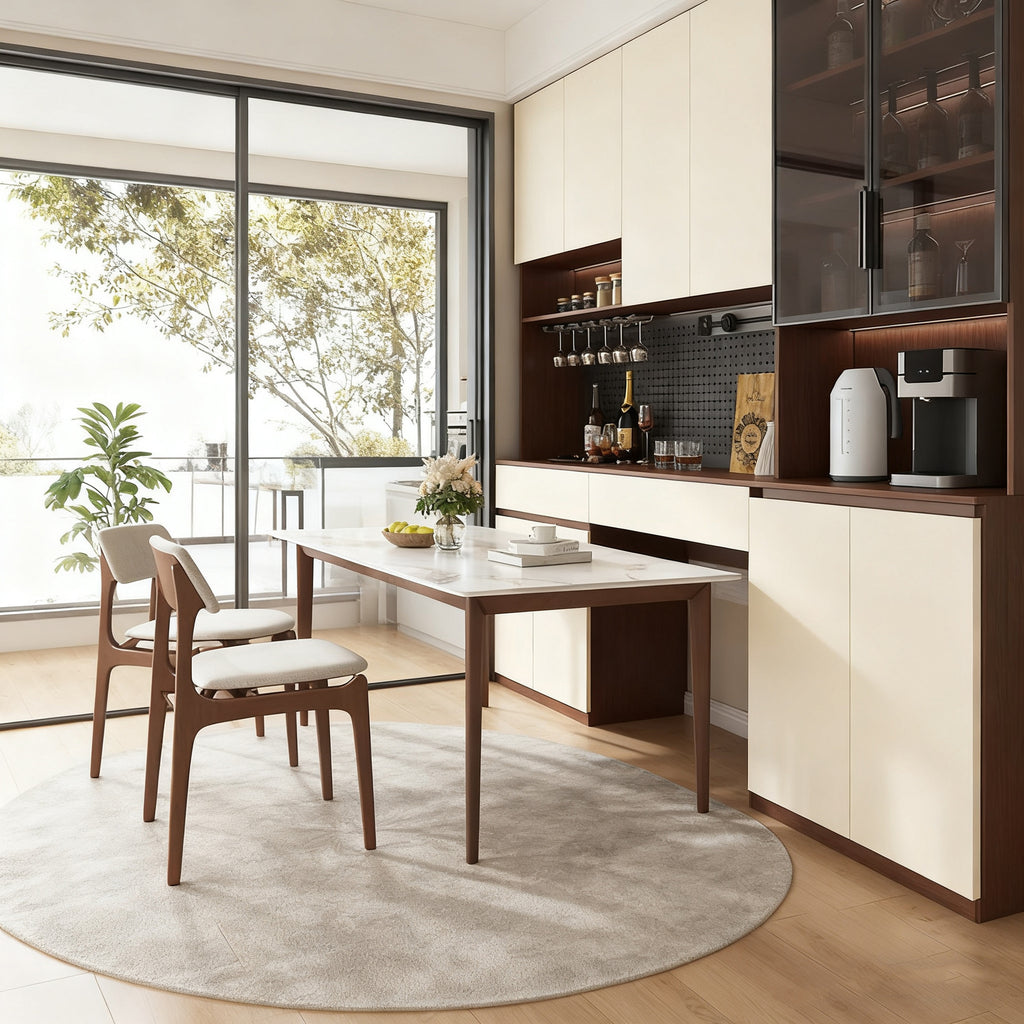 Custom Aluminum Alloy Sideboard Cabinet for Entire House, Wall-Mounted, Integrated with Dining Table, Living Room, Kitchen, Home Storage, Wine Cabinet