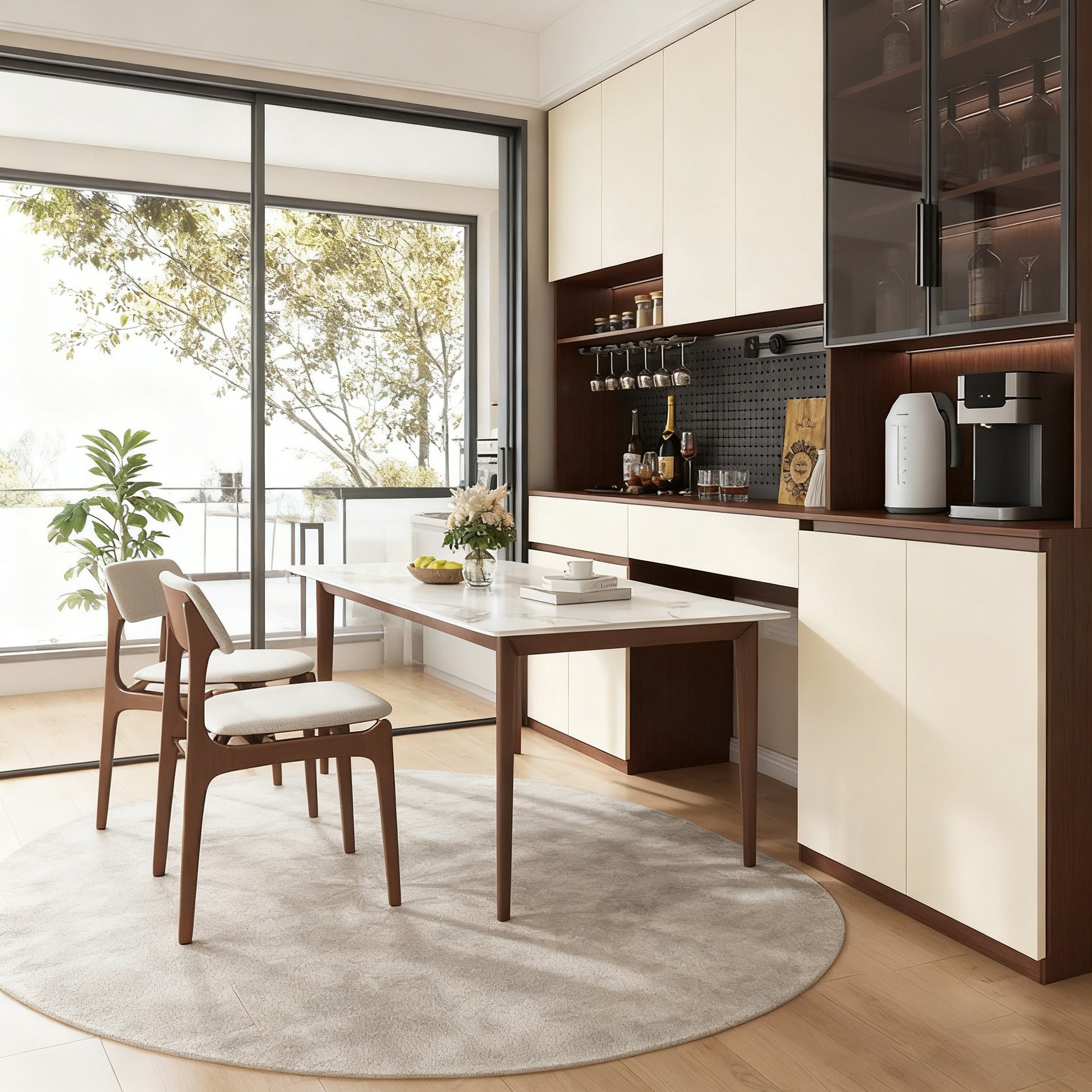 Custom Aluminum Alloy Sideboard Cabinet for Entire House, Wall-Mounted, Integrated with Dining Table, Living Room, Kitchen, Home Storage, Wine Cabinet