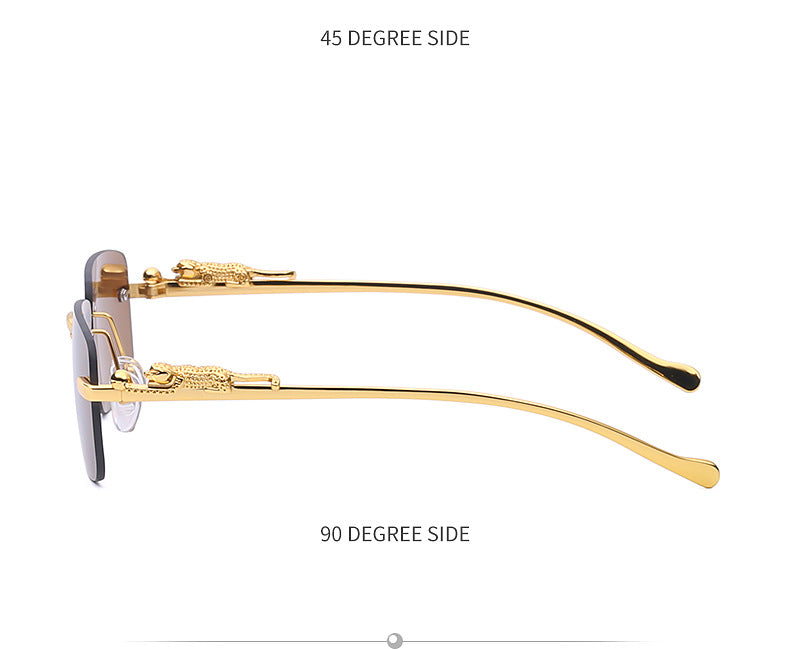 New Fashion Small Frame Square Sunglasses Men's Sunglasses Women's European and American Trendy Rimless Sunglasses Men