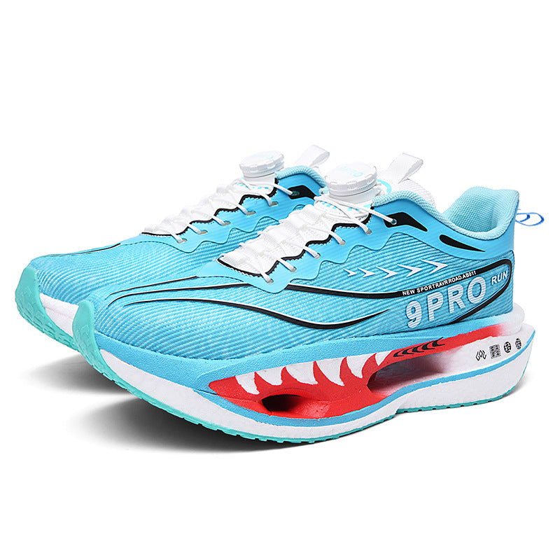 Autumn Winter New Double Mesh Thickened Knob Buckle Parent-Child Sports Shoes Real Explosive Carbon Plate Soft Sole Couple Running Shoes