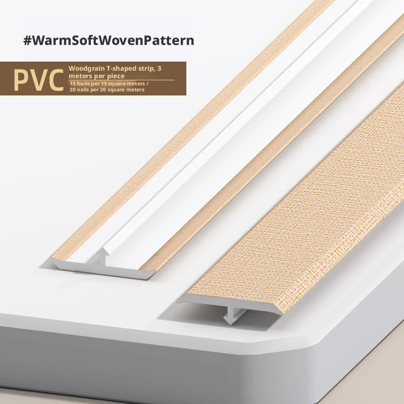 Warm Soft Woven Pattern PVC trim showcasing a beige textured design and white edge.