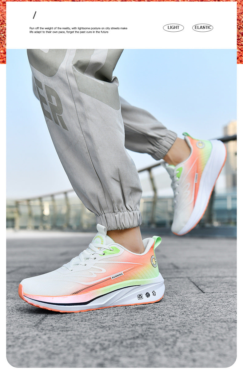 Spring New Ultra-Light Carbon Plate Sports Shoes Large Size Shock Absorption Breathable Running Shoes Racing Sports Soft Sole Men's Shoes