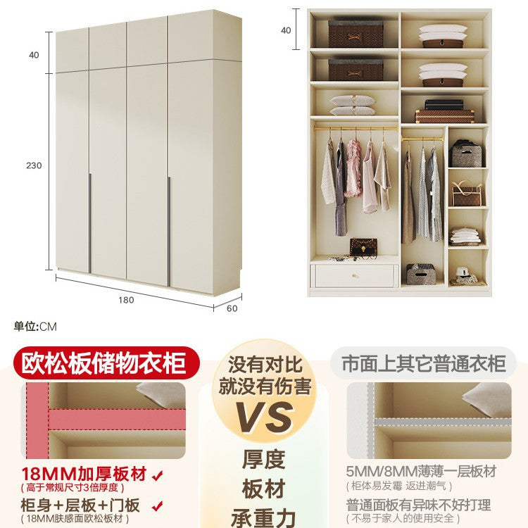 European Pine Board Full-Height Wardrobe3.0/2.8/2.7/2.6/2.5m Mi Light Luxury Bedroom Storage Cabinet