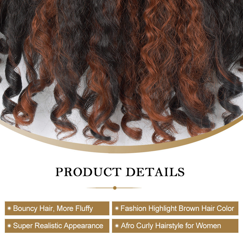 2H350 Highlight Yaki Synthetic  Afro Bouncy Curly End Wigs