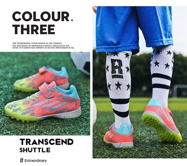 New Children's Magic Sticker Broken Nail Training Football Shoes Girls Boys Primary School Students Competition Training Sneakers