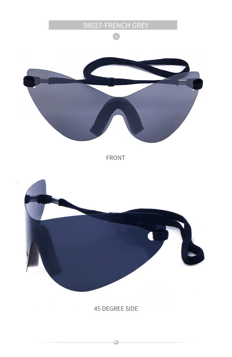 Big talker Y2K Sunglasses for Women, Sun Protection, Cycling, Sports, Windproof, Sunglasses, European and American Style, Frameless, One-piece Glasses, Men's Glasses