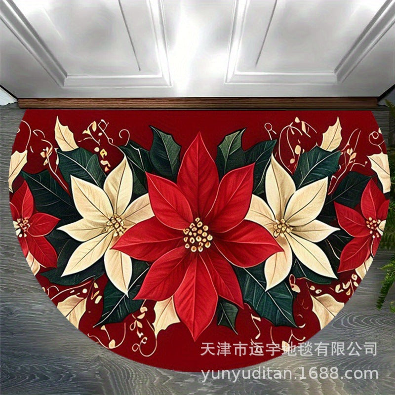 Christmas Decorative Doormat Crystal Velvet Non-Slip Door Mat Festive Atmosphere Entrance Door Mat Outdoor Dust Removal Mat