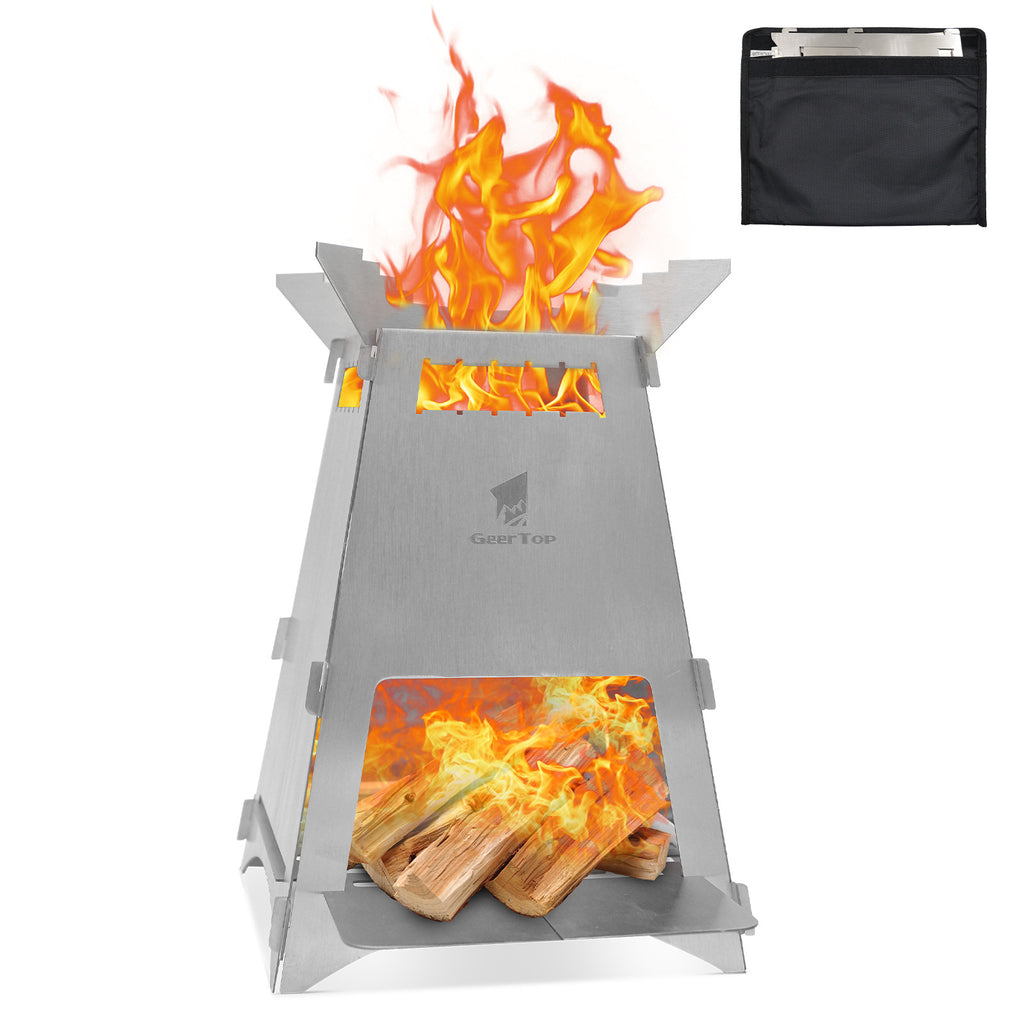 Outdoor Firewood Stove Portable Rocket Stove Foldable Firewood Stove Camping Picnic Barbecue Stove Picnic Heating Stove